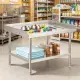 Sleek Metal Work Table With Easy To Clean And Adjustable Shelves For Kitchen
