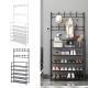 New Coat And Hat Stand 8 Hooks Metal Shoe Rack 5 Tiers Shelf Hanger Black