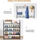 New Coat And Hat Stand 8 Hooks Metal Shoe Rack 5 Tiers Shelf Hanger Black