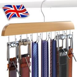 Wooden Belt Rack 14 Hooks Belt Organizer Sturdy Belt Hanger Storage Home Hang