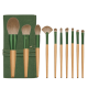 Green Rose Cosmetic Brush Set-Green Brush Bag - Option1