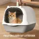 2026 Top Rated Fully Enclosed Cat Litter Box, Gray - Odor-Locking, Portable With Scoop & Litter Mat