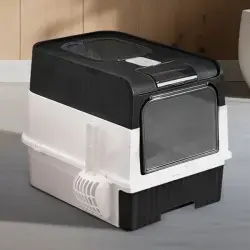 Fully Enclosed Magic Cube Litter Box, Top&Front Entry, Pull-Out Drawer, Anti-Splash Odor Control, Large For Big Cats