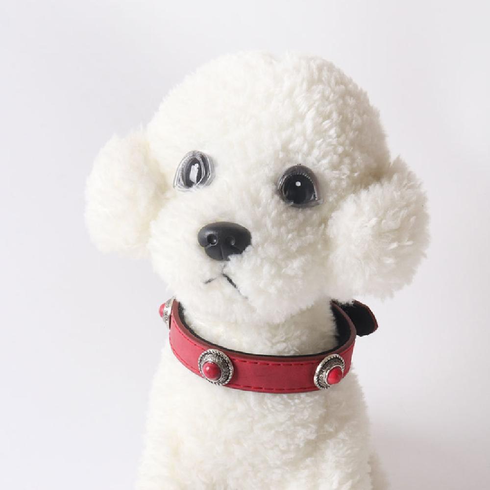PU Leather Cats Eye Stone Dog Collar