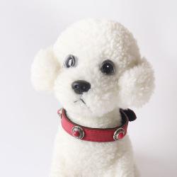 PU Leather Cats Eye Stone Dog Collar
