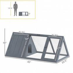 Wooden Guinea Pig Hutch With Run And Doors, Outdoor Triangle Bunny House For Rabbits,Duck And Chicken