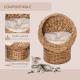 Handwoven Elevated Cat Bed with Soft Cushion & Egg Chair Shape, Basket Bed Kitty House with Stand, Raised Wicker House for Indoor Cats, 23.5" H, Light Brown