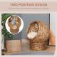 Handwoven Elevated Cat Bed with Soft Cushion & Egg Chair Shape, Basket Bed Kitty House with Stand, Raised Wicker House for Indoor Cats, 23.5" H, Light Brown