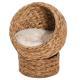 Handwoven Elevated Cat Bed with Soft Cushion & Egg Chair Shape, Basket Bed Kitty House with Stand, Raised Wicker House for Indoor Cats, 23.5" H, Light Brown