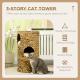 Elevated Cat Bed with Hideaways, 3 Story Kitty Tower for Indoor Cats