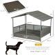 Outdoor Dog Bed with Canopy, Rattan Dog Bed with Soft Cushion Removable Cover for Medium and Large Dogs, Charcoal Gray