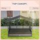 Outdoor Dog Bed with Canopy, Rattan Dog Bed with Soft Cushion Removable Cover for Medium and Large Dogs, Charcoal Gray