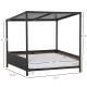 Wicker Dog House Raised Rattan Puppy Bed Cat Shelter for Indoor Outdoor Garden Patio Pet Sofa with Removable Cushion for Medium Sized Pet Brown