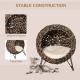 20.5" Weaved Cat Bed, Elevated Hand-woven Braided Banana Leaf Kitten House Condo with Cushion, Brown