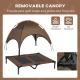 Elevated Portable Dog Cot Pet Bed with UV Protection Canopy Shade, 36 inch, Coffee