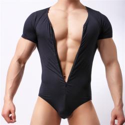 Mens Stretch Tight Exercise Fitness Breathable Body Shaping Vest One-piece Suit
