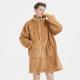 Mens Camel Fleece Zipper Cardigan Nightgown