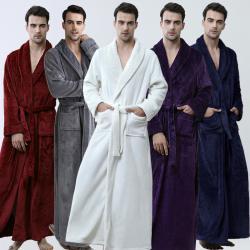 Mens Winter Coral Fleece Nightgown Homewear Thickened Pajamas