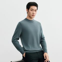 Mens Solid-Colored Wool Pullover Base Layer Sweater