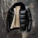Motorcycle Leather Jacket With A Sheepskin Lapel