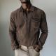 Mens Top Half-zip Lapel Denim Long-sleeve Shirt