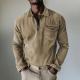 Mens Top Half-zip Lapel Denim Long-sleeve Shirt
