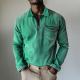Mens Top Half-zip Lapel Denim Long-sleeve Shirt