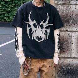 Niche, Versatile Faux Two-piece Loose-fitting Long-sleeve T-shirt