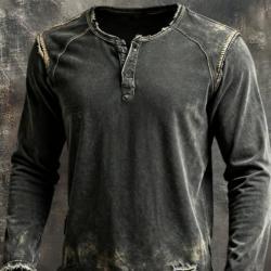Mens Digital Printed Three Button Long Sleeved Sweatshirt