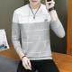 Mens Round-Neck Colorblock Stripe Long-Sleeve Sweatshirt