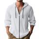 Digital-print Solid-color Linen Hooded Long-sleeve