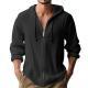 Digital-print Solid-color Linen Hooded Long-sleeve