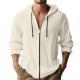 Digital-print Solid-color Linen Hooded Long-sleeve