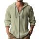 Digital-print Solid-color Linen Hooded Long-sleeve