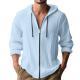 Digital-print Solid-color Linen Hooded Long-sleeve