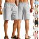 Mens Loose-Fit Solid-Color Cotton-Linen Shorts