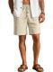 Mens Loose-Fit Solid-Color Cotton-Linen Shorts
