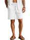 Mens Loose-Fit Solid-Color Cotton-Linen Shorts