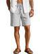 Mens Loose-Fit Solid-Color Cotton-Linen Shorts