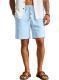 Mens Loose-Fit Solid-Color Cotton-Linen Shorts