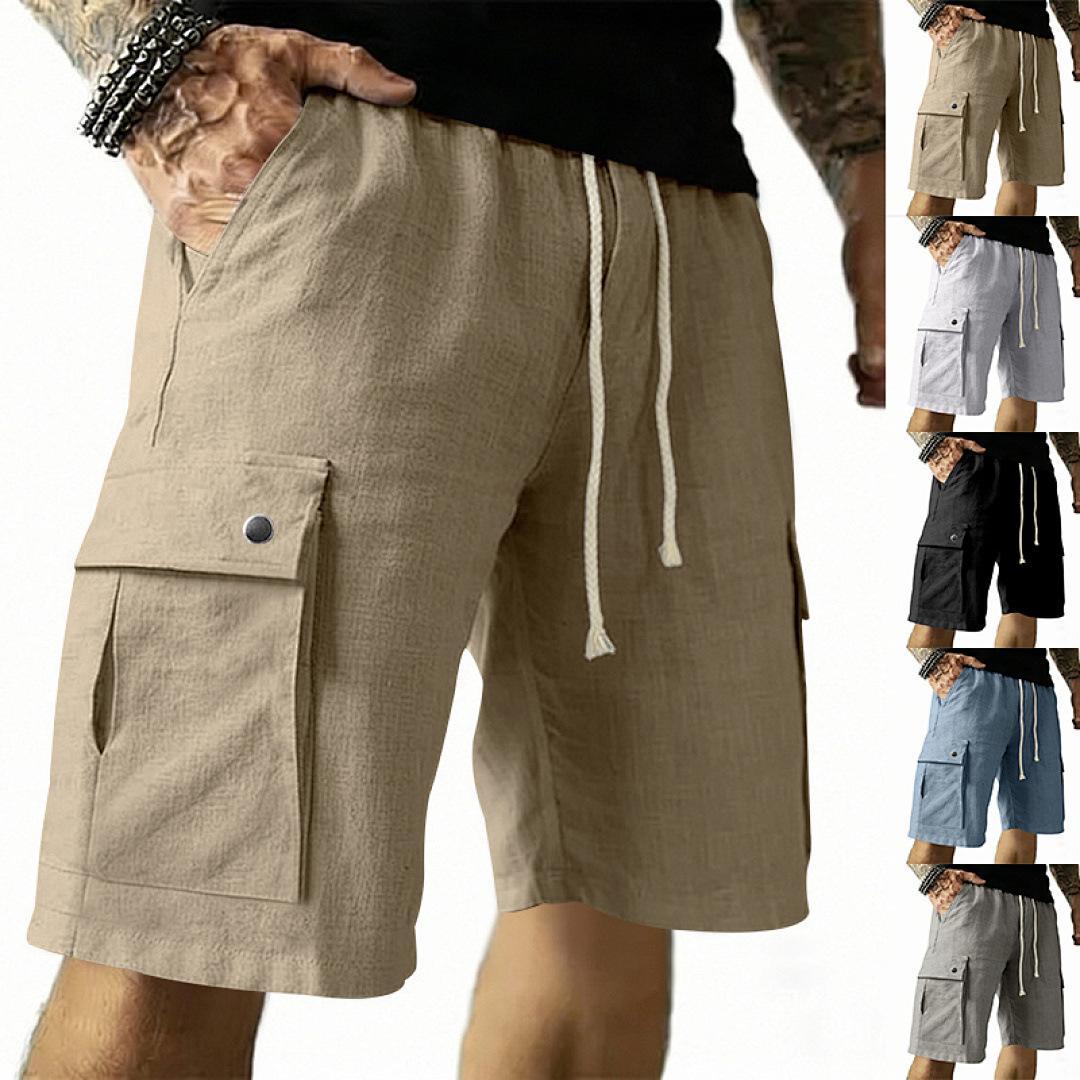 Mens Outdoor Stretch Sports Shorts In Bamboo-Blend Linen