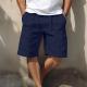 Mens Lightweight Breathable Cotton-Linen Loose-Fit Workwear Multi-Pocket Casual Shorts