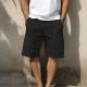 Mens Lightweight Breathable Cotton-Linen Loose-Fit Workwear Multi-Pocket Casual Shorts