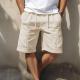Mens Lightweight Breathable Cotton-Linen Loose-Fit Workwear Multi-Pocket Casual Shorts