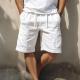 Mens Lightweight Breathable Cotton-Linen Loose-Fit Workwear Multi-Pocket Casual Shorts
