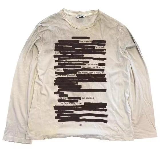 Mens Crew-Neck Printed Long-Sleeve T-Shirt Top