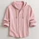 Mens Fashion Hooded Cotton-Linen Casual Long-Sleeve