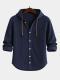 Mens Fashion Hooded Cotton-Linen Casual Long-Sleeve