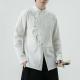 Mens Fashion Cotton-Linen Long-Sleeve Shirt Top