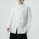 Mens Fashion Cotton-Linen Long-Sleeve Shirt Top